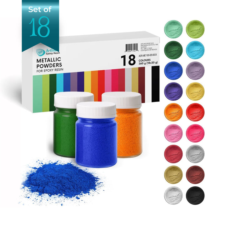 Polvere di pigmento metallico, palette di 18 colori, 20 g ciascuno
