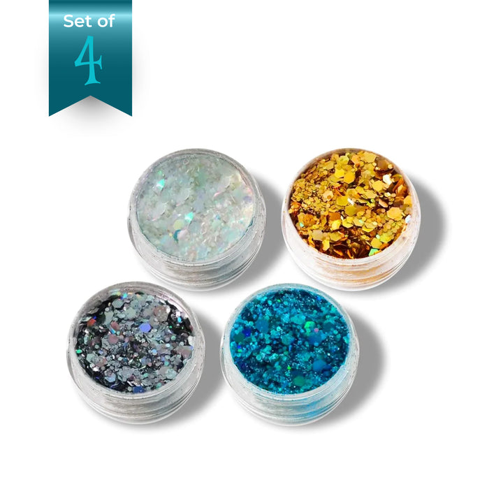 Holographische Pailletten, 4-Farben-Palette, je 5 g