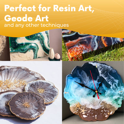 Epoxy resin kit for resin art and geode art projects, showcasing various creative applications.