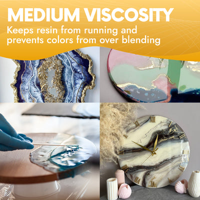 Medium viscosity epoxy resin for art and crafts projects, ideal for creating jewelry and decorative pieces.