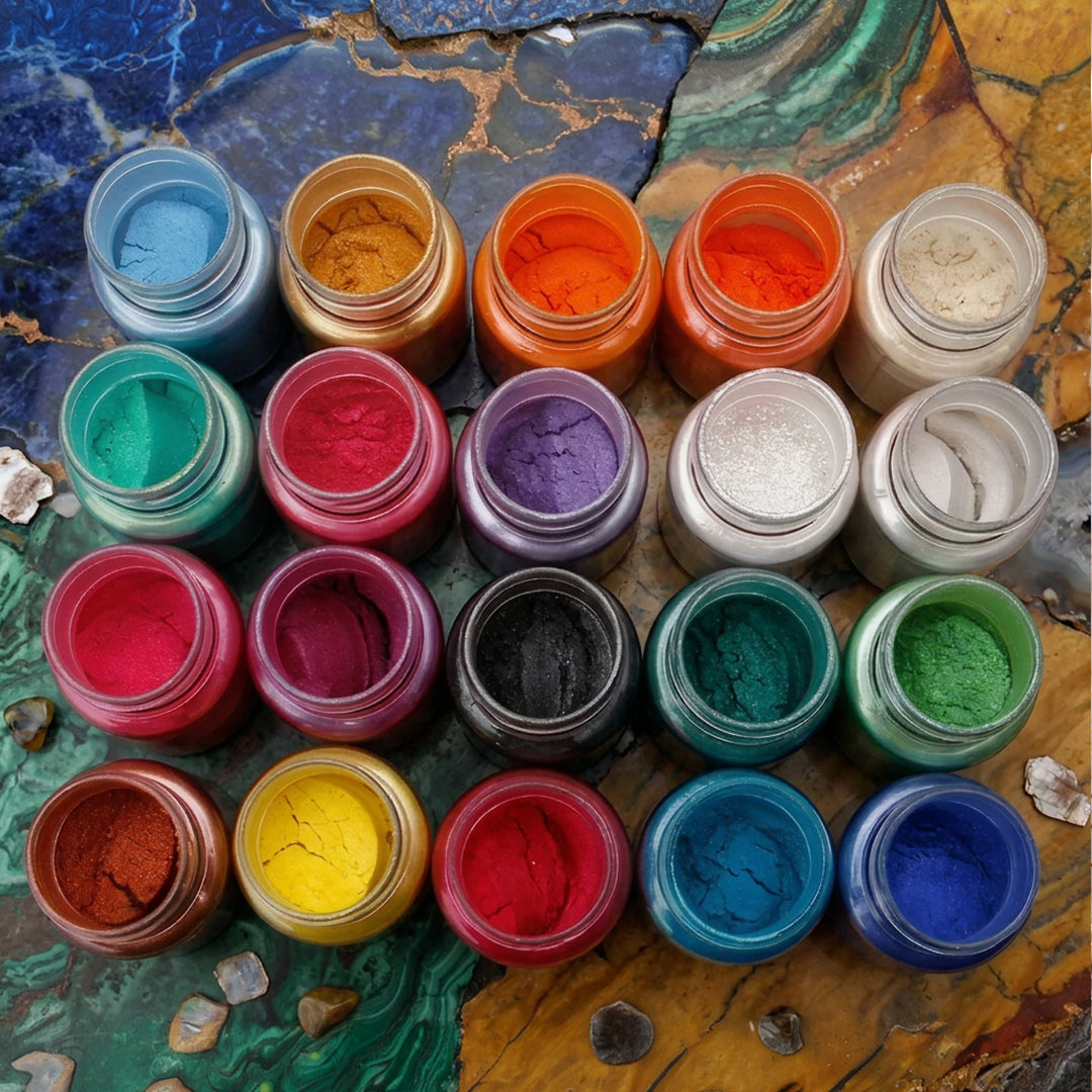 Polvere di pigmento metallico, palette di 18 colori, 20 g ciascuno