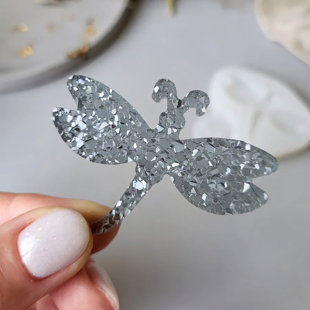 Crystal Dragonfly Brooch Silicone Mold, 4.5x5.3x0.5 cm