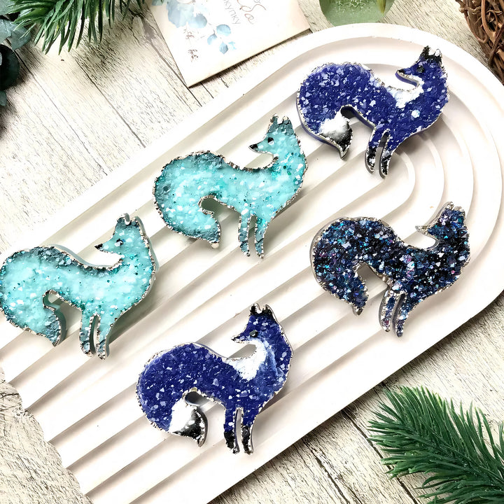 Crystal Fox Brooch Silicone Mold, 4.5x5x0.5 cm