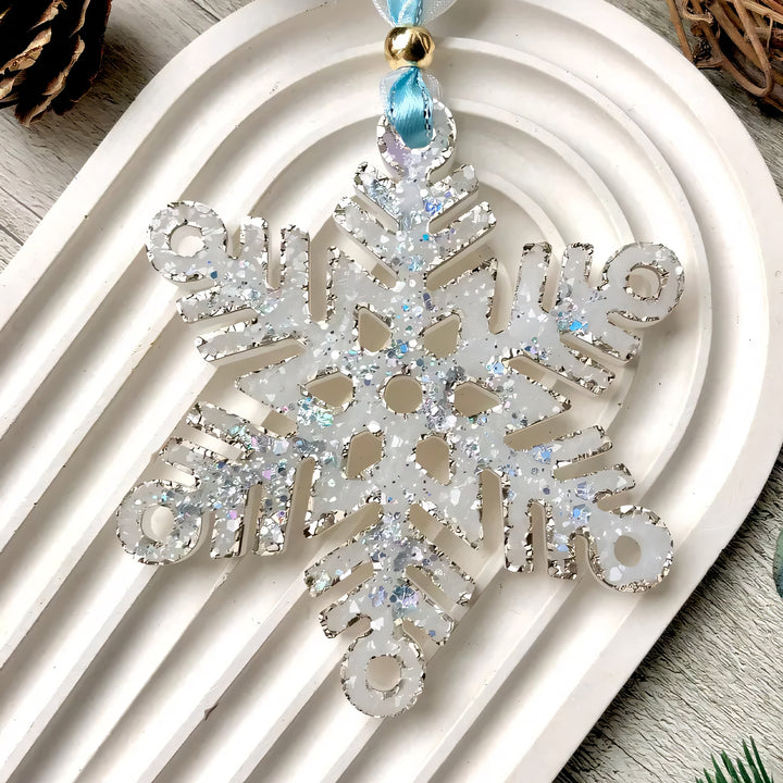 Crystal Snowflake Ornament 2 Silicone Mold, 9x9x0.5 cm