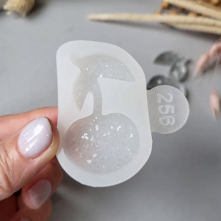 Crystal Cherry Brooch Silicone Mold, 5x3x0.5 cm