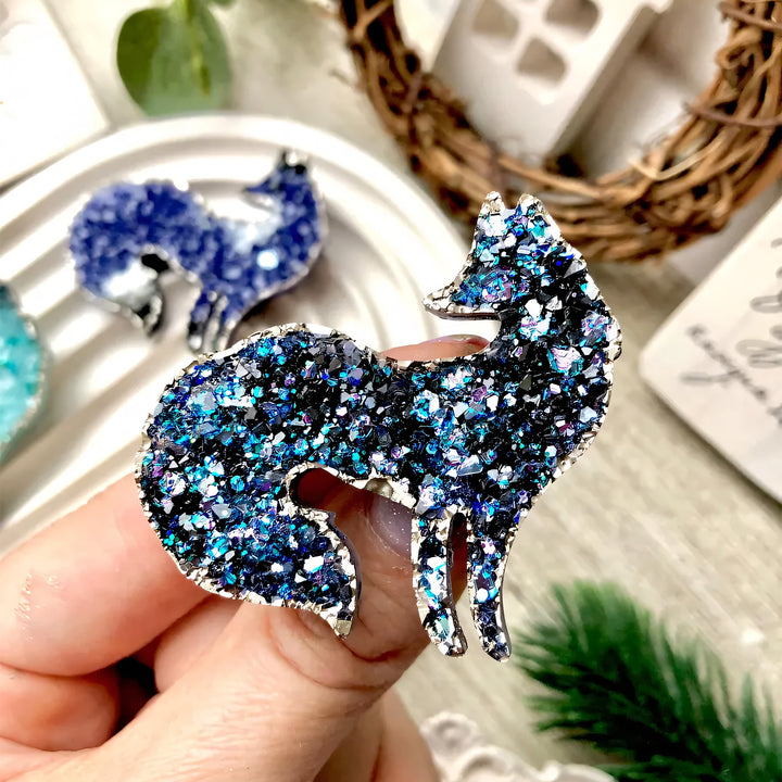 Crystal Fox Brooch Silicone Mold, 4.5x5x0.5 cm