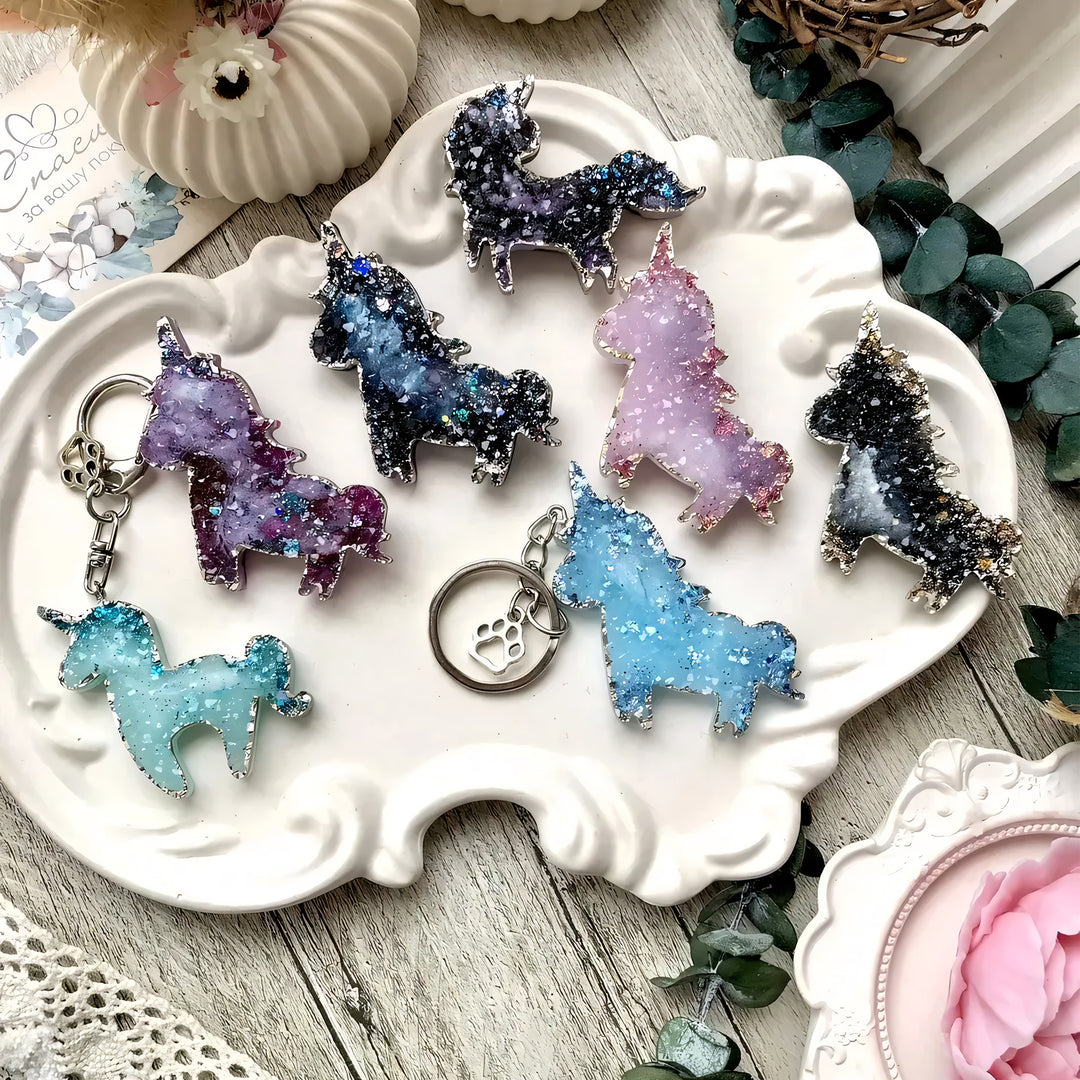 Crystal Unicorn Brooch Silicone Mold, 4x5x0.5 cm
