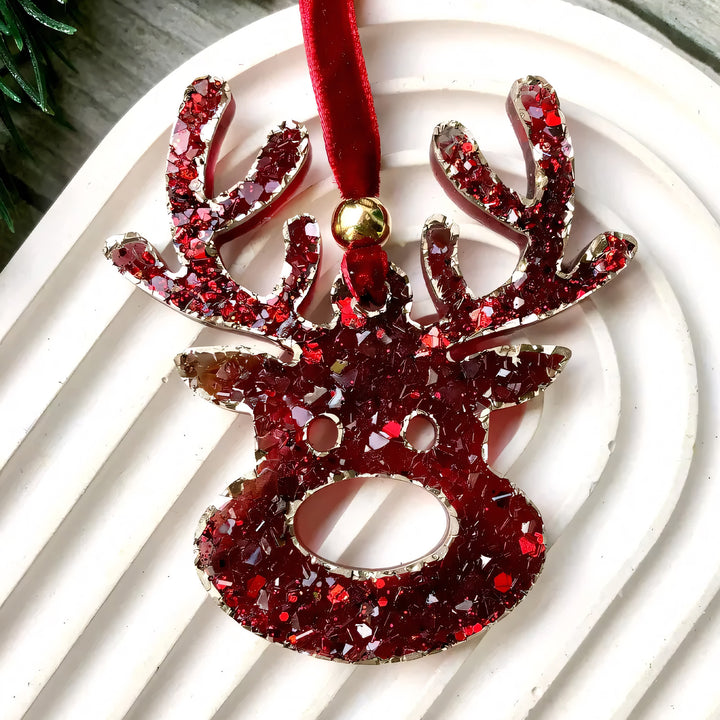 Crystal Reindeer Ornament Silicone Mold, 7.5x7.5x0.5 cm