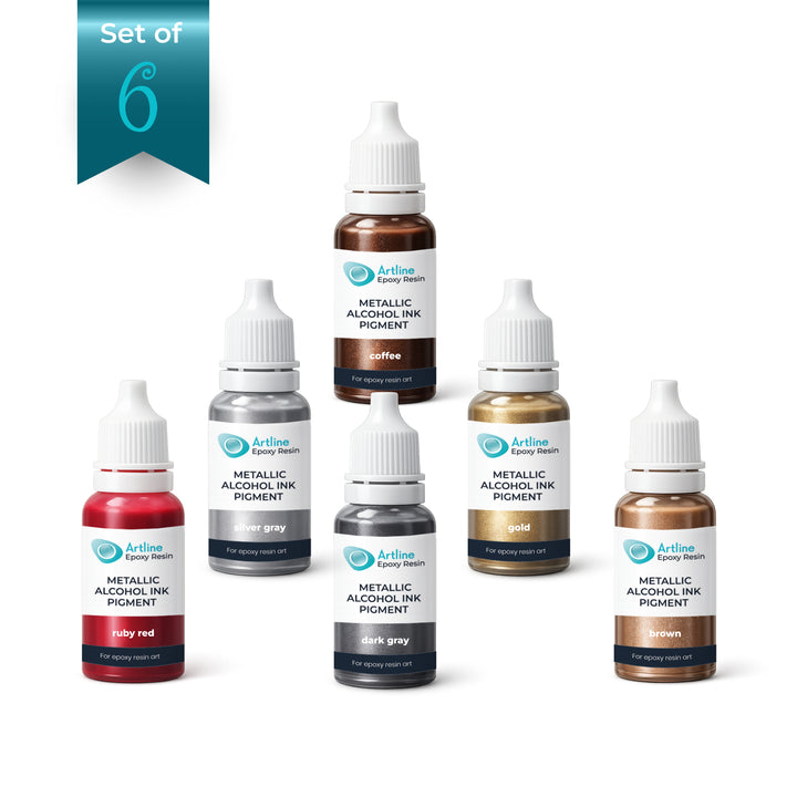 Artline Metallic Alcohol Ink, Set of 6, 10ml each