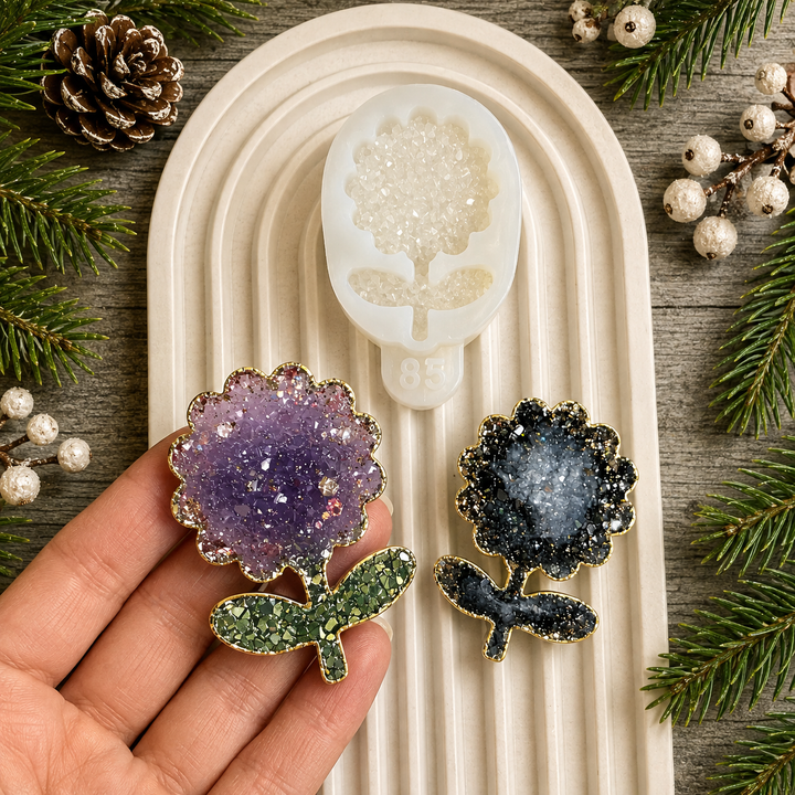 Crystal Flower Brooch Silicone Mold, 5x3.5x0.5 cm