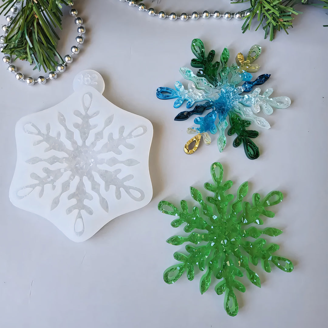 Crystal Snowflake Ornament 6 Silicone Mold, 9x9x0.5 cm