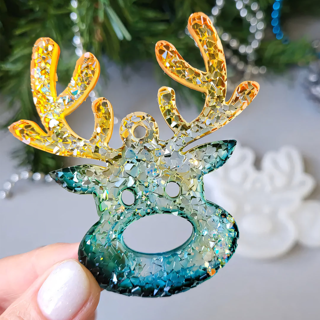Crystal Reindeer Ornament Silicone Mold, 7.5x7.5x0.5 cm