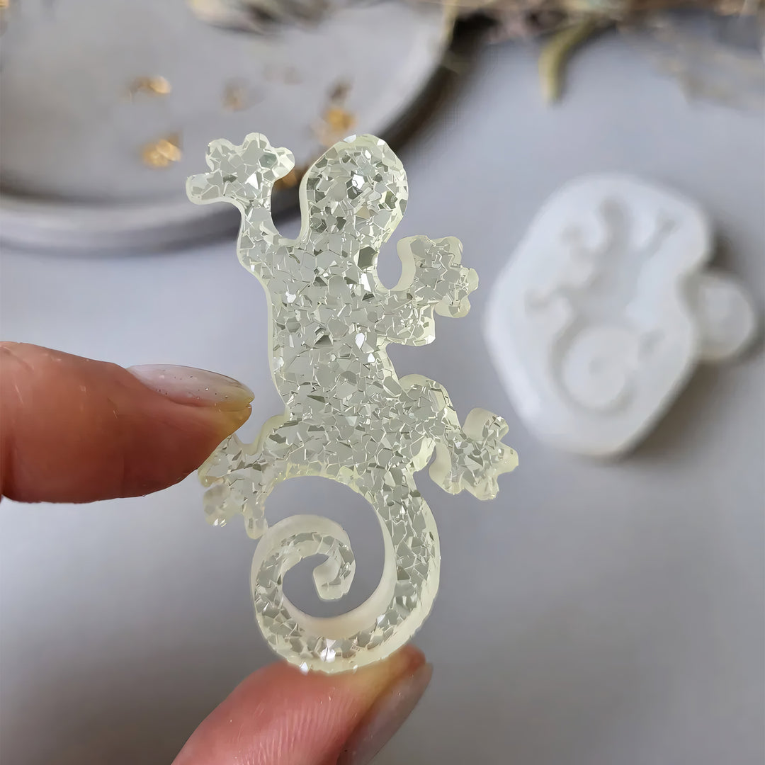 Crystal Lizard Brooch Silicone Mold, 5.5x3.8x0.5 cm