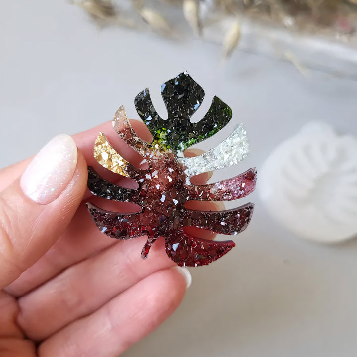Crystal Monstera Leaf Brooch Silicone Mold, 5.5x4x0.5 cm