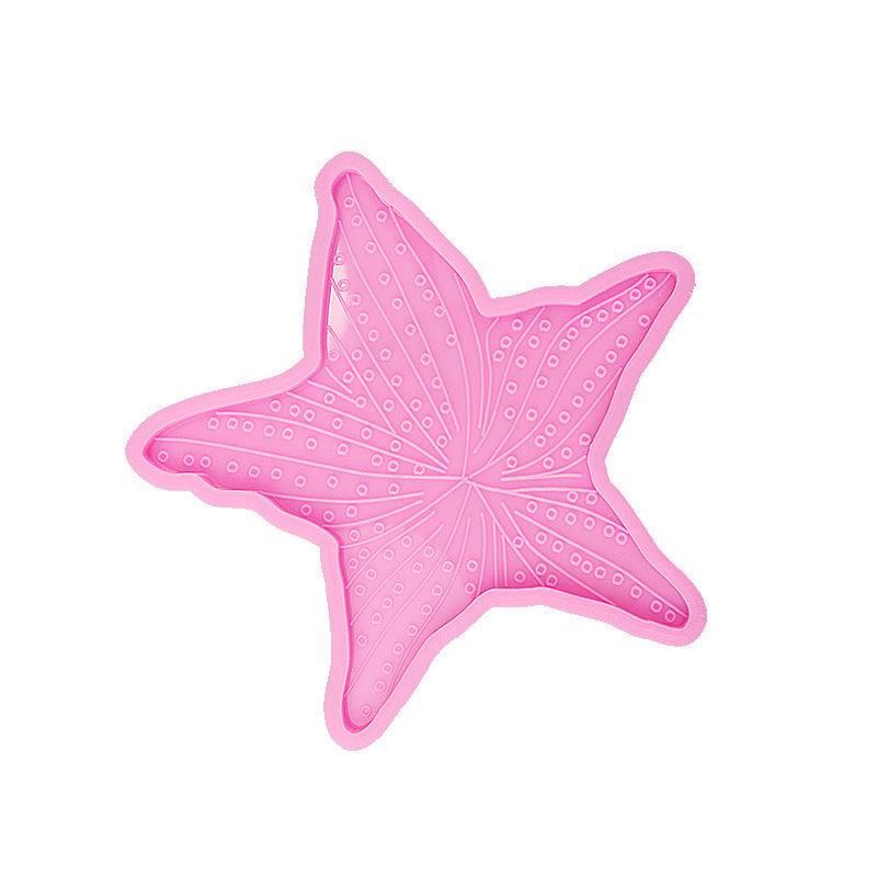 Pink silicone starfish mold, 15x15 cm, for ocean-themed resin crafts.