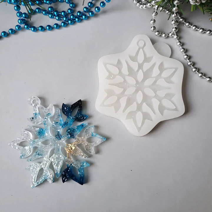 Crystal Snowflake Ornament 4 Silicone Mold, 9x7.5x0.5 cm