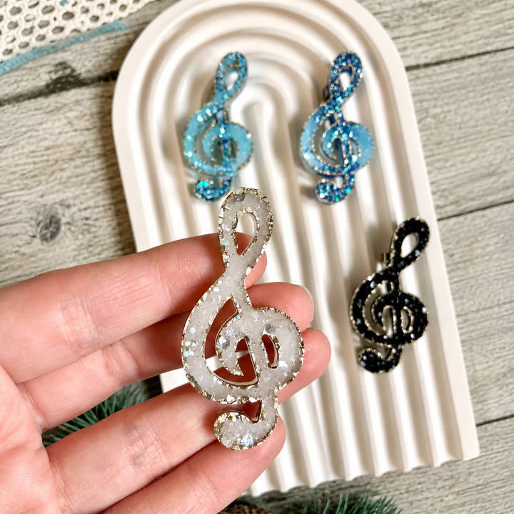Crystal Treble Clef Brooch Silicone Mold, 5.5x2.6x0.5 cm