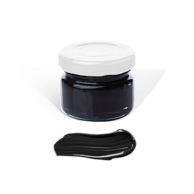 Jar of black color pigment paste for resin art, made by Artline Epoxy Resin, 20 g