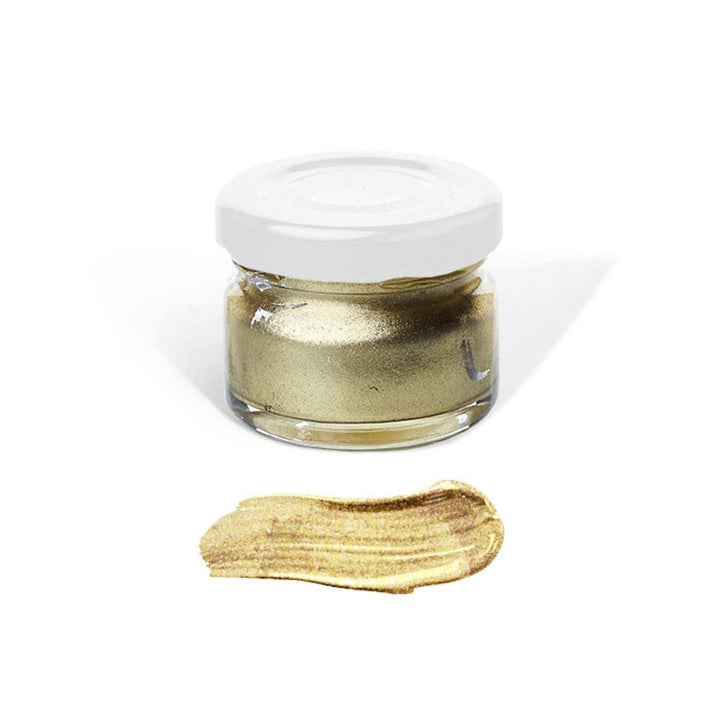 Glas mit goldfarbener Pigmentpaste für Resin-Kunst, hergestellt von Artline Epoxy Resin, 20 g