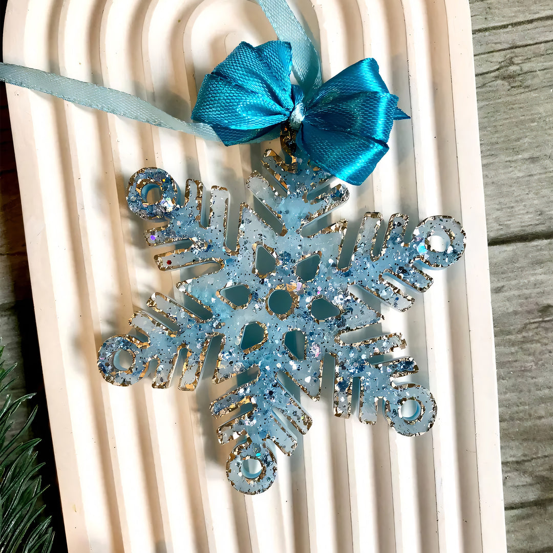 Crystal Snowflake Ornament 2 Silicone Mold, 9x9x0.5 cm