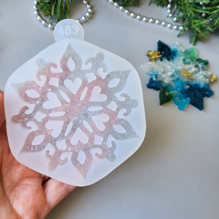 Crystal Snowflake Ornament 7 Silicone Mold, 9x8.3x0.5 cm