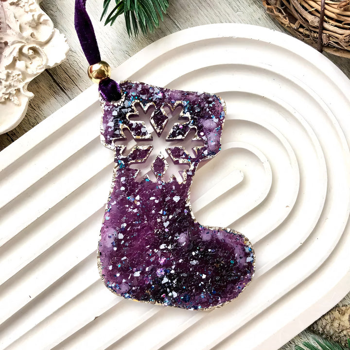 Crystal Christmas Stocking Ornament Silicone Mold, 7.5x6x0.5 cm