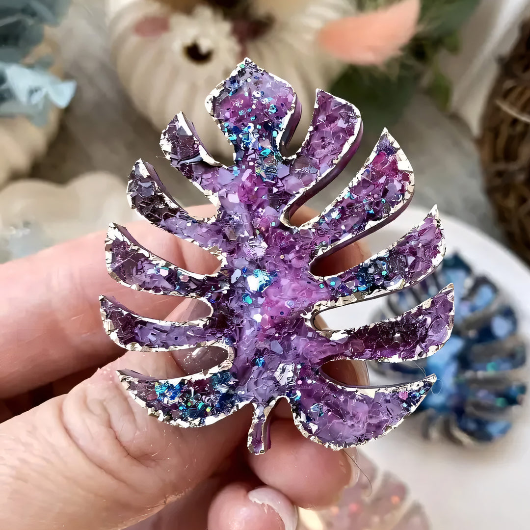 Crystal Monstera Leaf Brooch Silicone Mold, 5.5x4x0.5 cm