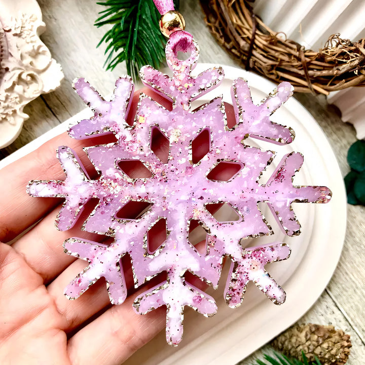 Crystal Snowflake Ornament 3 Silicone Mold, 9x9x0.5 cm