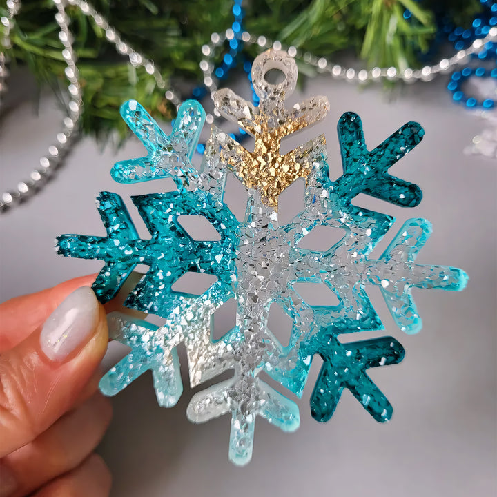 Crystal Snowflake Ornament 3 Silicone Mold, 9x9x0.5 cm