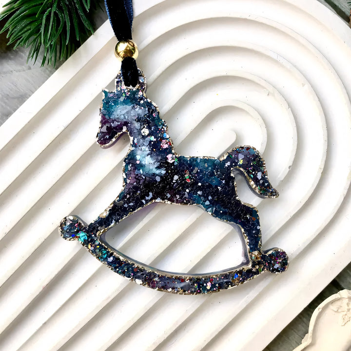 Crystal Rocking Horse Ornament Silicone Mold, 7x7x0.5 cm