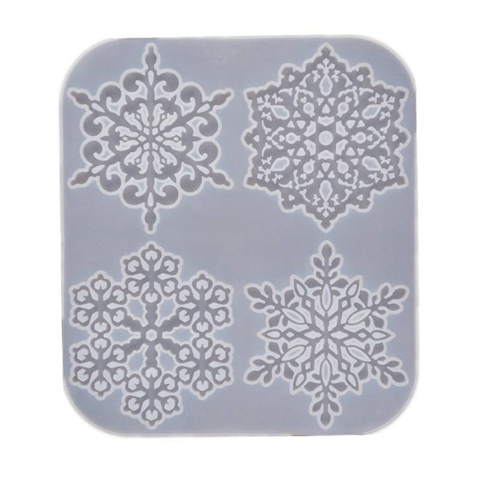 Molde de silicona con diseño de copos de nieve de árbol de Navidad, 23x20.5 cm, ideal para adornos de resina DIY.