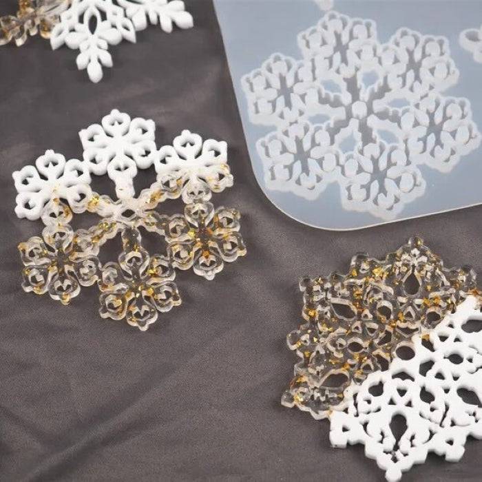 Molde de silicona para copos de nieve de árbol de Navidad, 23x20.5 cm, manualidades de adornos de resina DIY.
