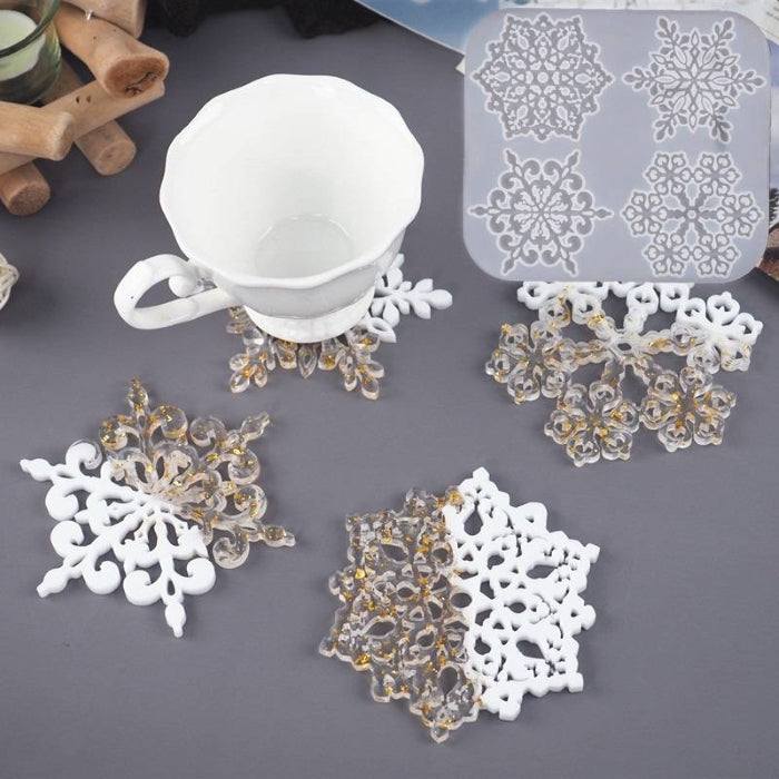 Molde de silicona para copos de nieve de árbol de Navidad, adecuado para adornos de resina DIY, 23x20.5 cm.