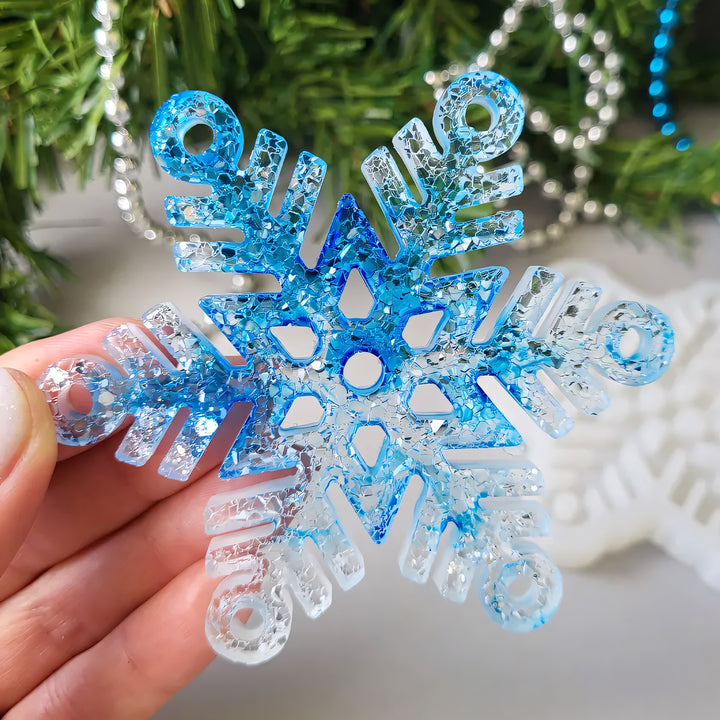 Crystal Snowflake Ornament 2 Silicone Mold, 9x9x0.5 cm