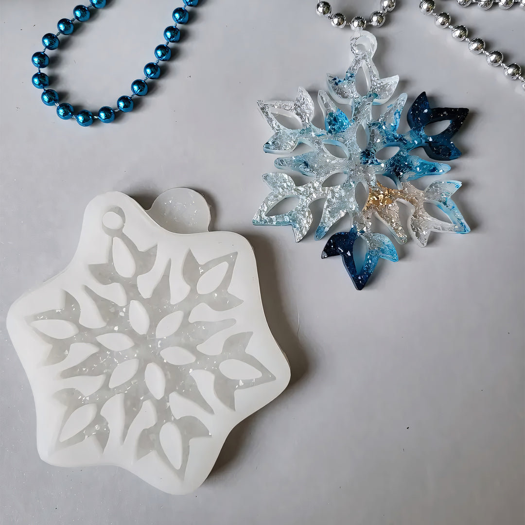 Crystal Snowflake Ornament 4 Silicone Mold, 9x7.5x0.5 cm