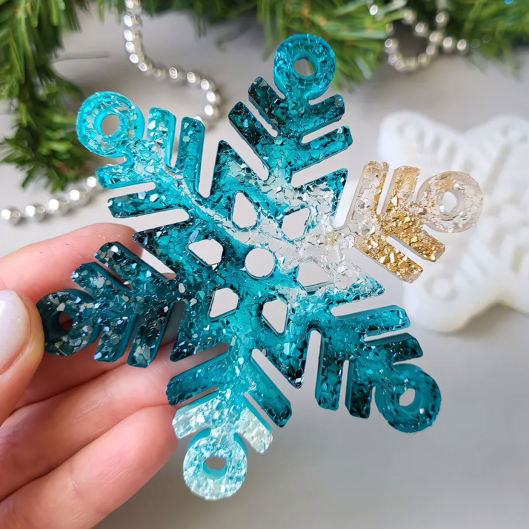 Crystal Snowflake Ornament 2 Silicone Mold, 9x9x0.5 cm