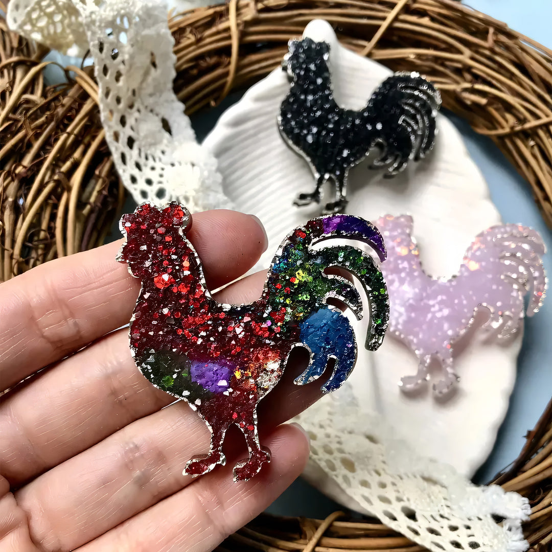 Crystal Rooster Brooch Silicone Mold, 5.5x5x0.5 cm