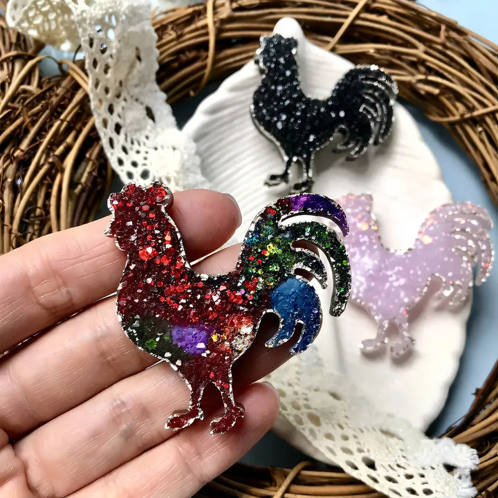Crystal Rooster Brooch Silicone Mold, 5.5x5x0.5 cm