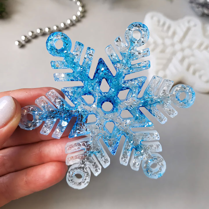 Crystal Snowflake Ornament 2 Silicone Mold, 9x9x0.5 cm