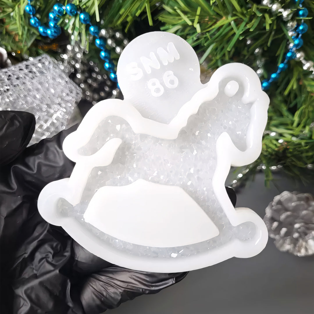 Crystal Rocking Horse Ornament Silicone Mold, 7x7x0.5 cm