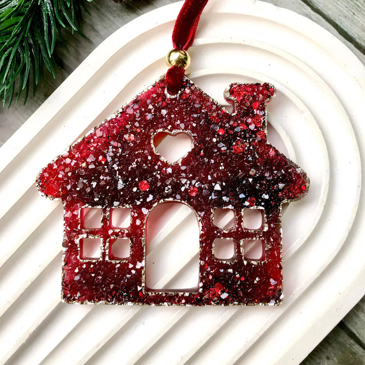 Crystal Christmas House Ornament Silicone Mold, 7x8x0.5 cm