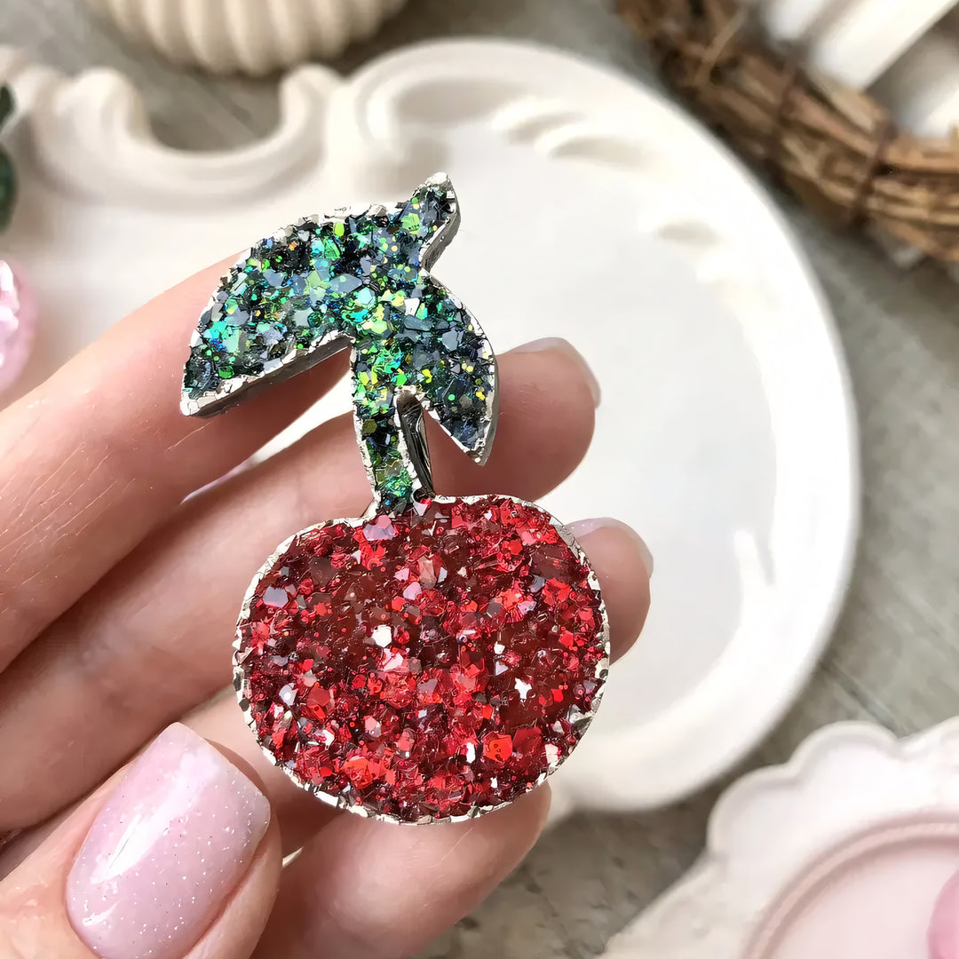 Crystal Cherry Brooch Silicone Mold, 5x3x0.5 cm