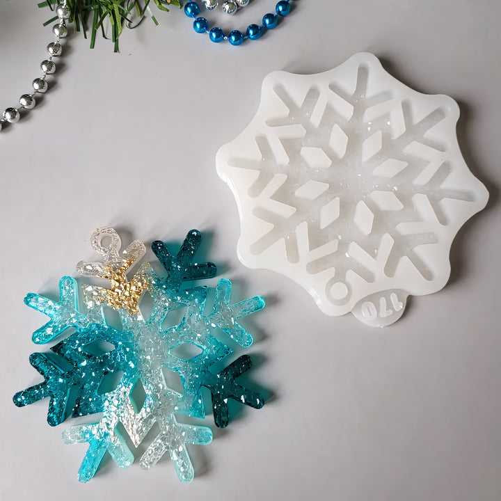 Crystal Snowflake Ornament 3 Silicone Mold, 9x9x0.5 cm