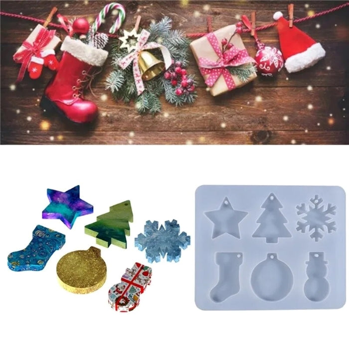 Silicone mold for crafting Christmas ornaments, 20.4x24.6 cm, perfect for resin casting.