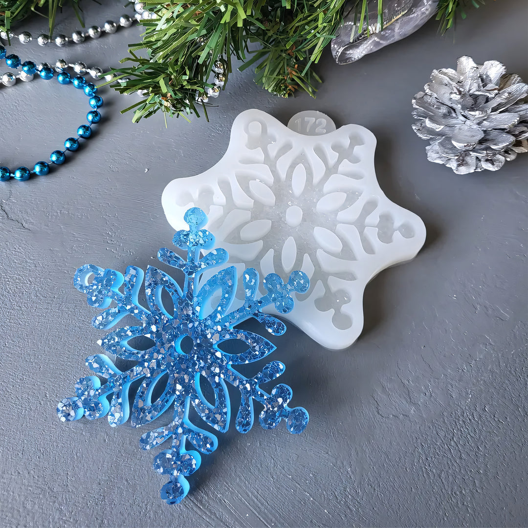 Crystal Snowflake Ornament 5 Silicone Mold, 9x9x0.5 cm