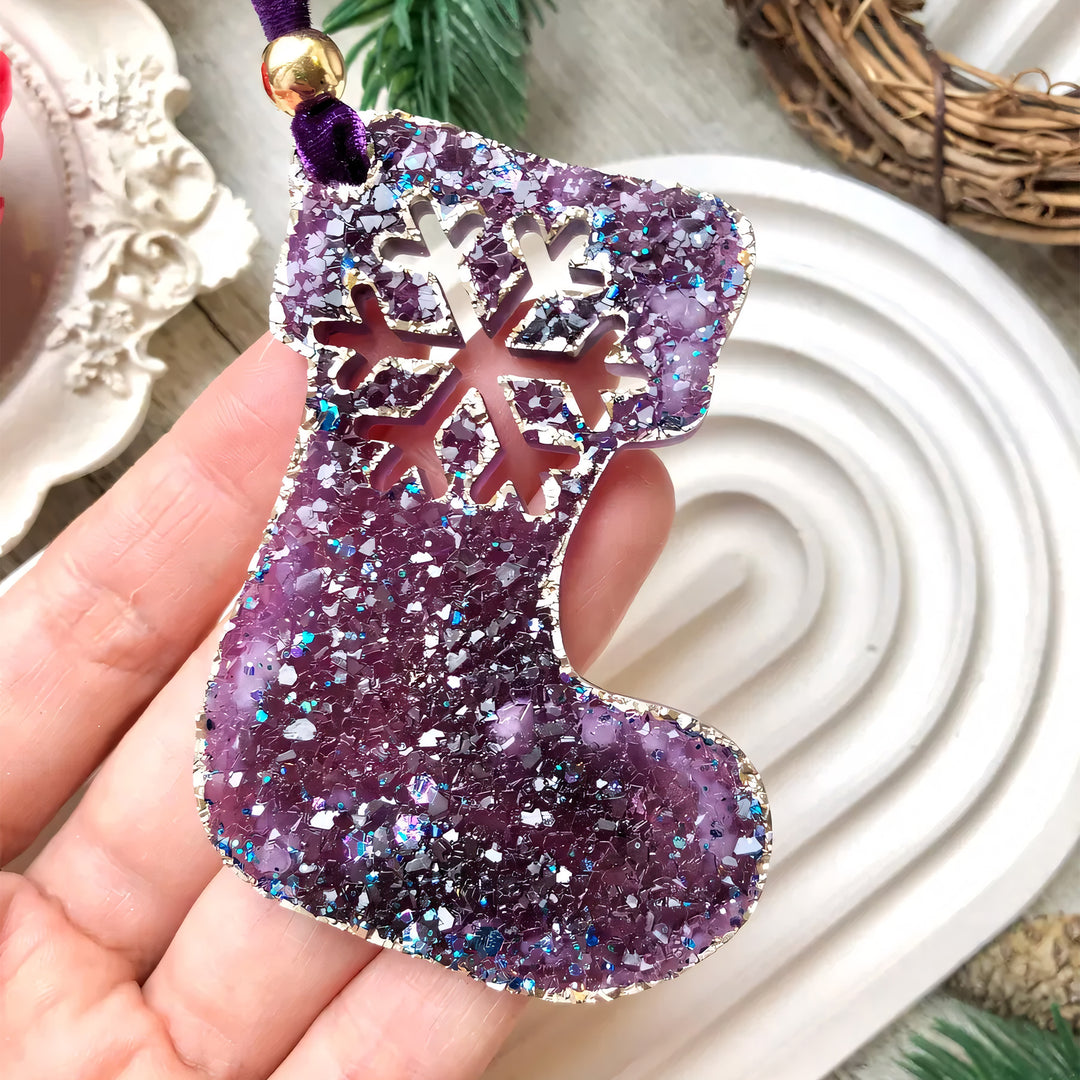 Crystal Christmas Stocking Ornament Silicone Mold, 7.5x6x0.5 cm