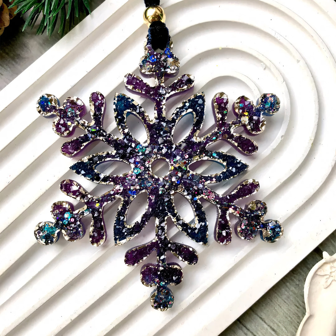Crystal Snowflake Ornament 5 Silicone Mold, 9x9x0.5 cm