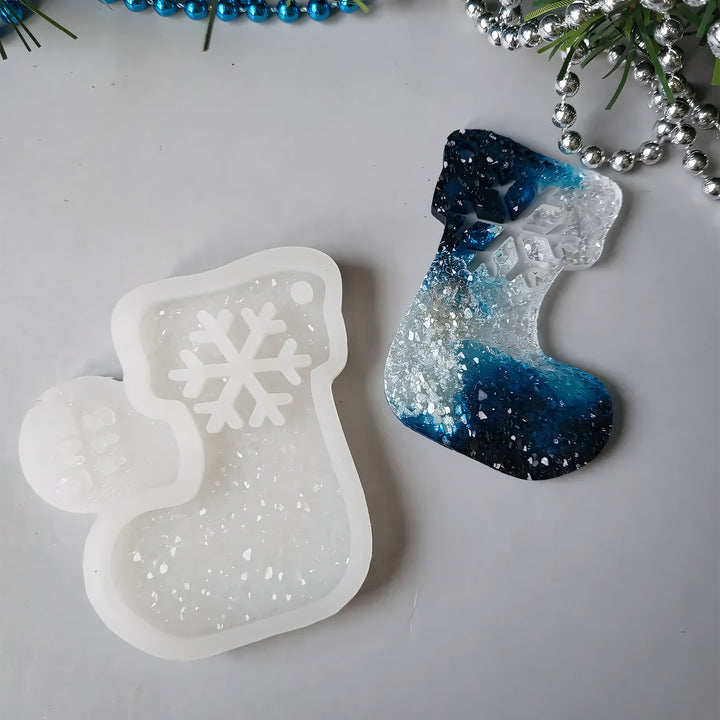 Crystal Christmas Stocking Ornament Silicone Mold, 7.5x6x0.5 cm