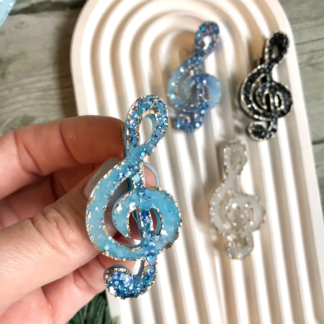 Crystal Treble Clef Brooch Silicone Mold, 5.5x2.6x0.5 cm