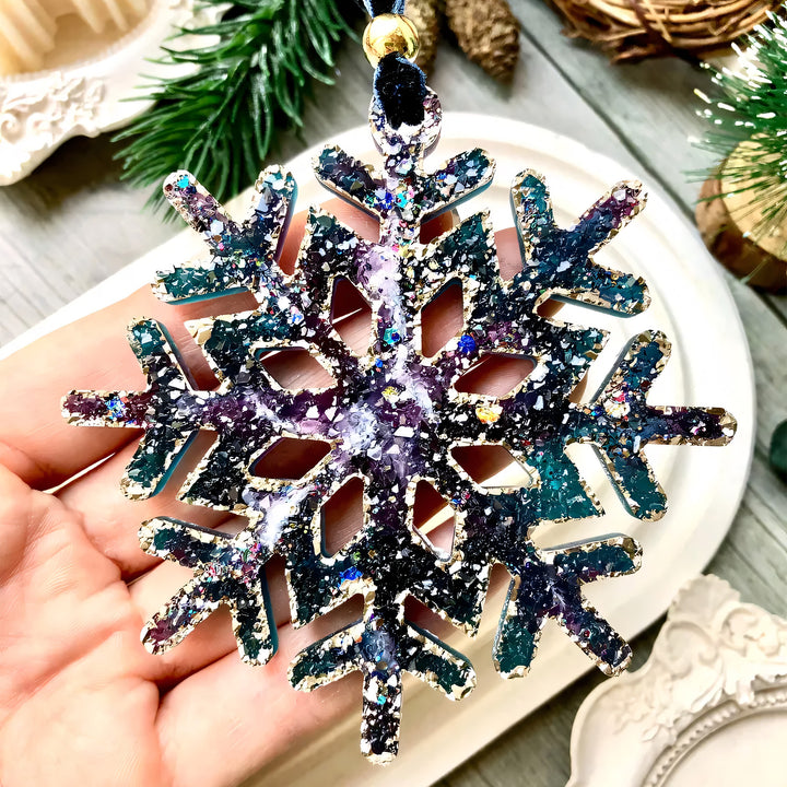 Crystal Snowflake Ornament 3 Silicone Mold, 9x9x0.5 cm